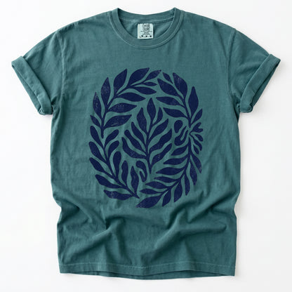 Linocut Leaves Vintage Washed T-Shirt