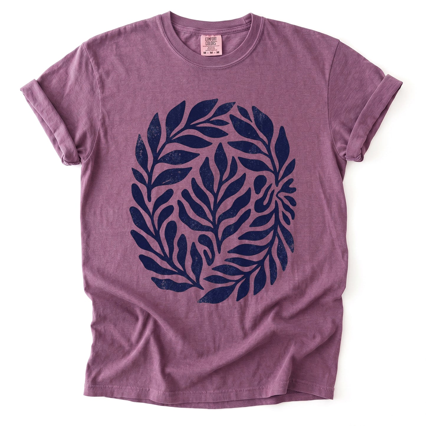 Linocut Leaves Vintage Washed T-Shirt