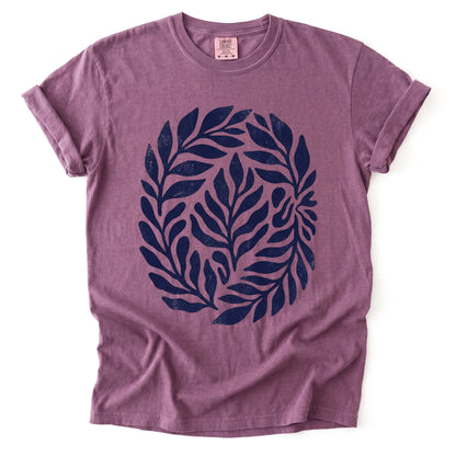 Linocut Leaves Vintage Washed T-Shirt