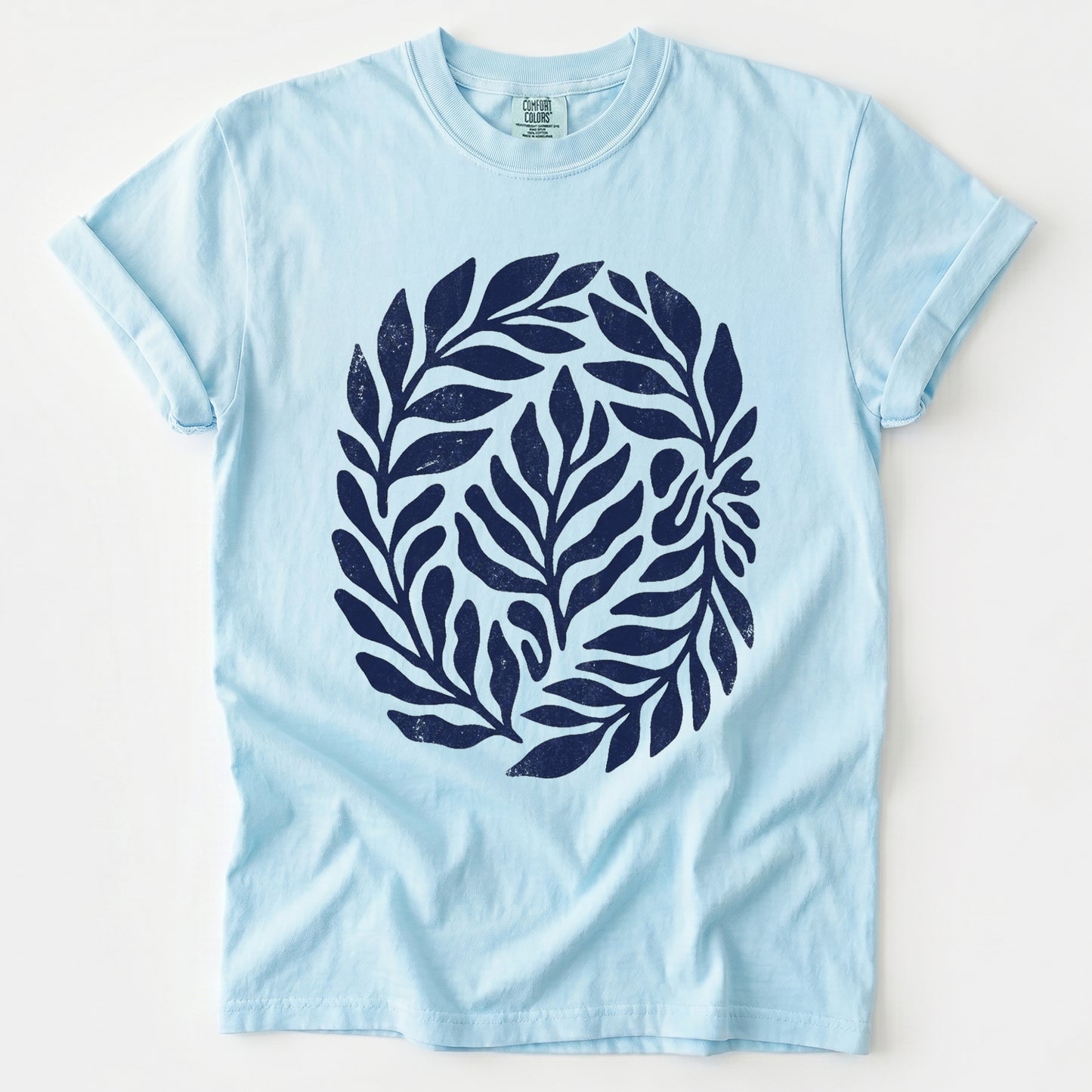 Linocut Leaves Vintage Washed T-Shirt