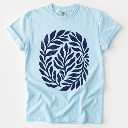 Linocut Leaves Vintage Washed T-Shirt