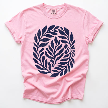 Linocut Leaves Vintage Washed T-Shirt