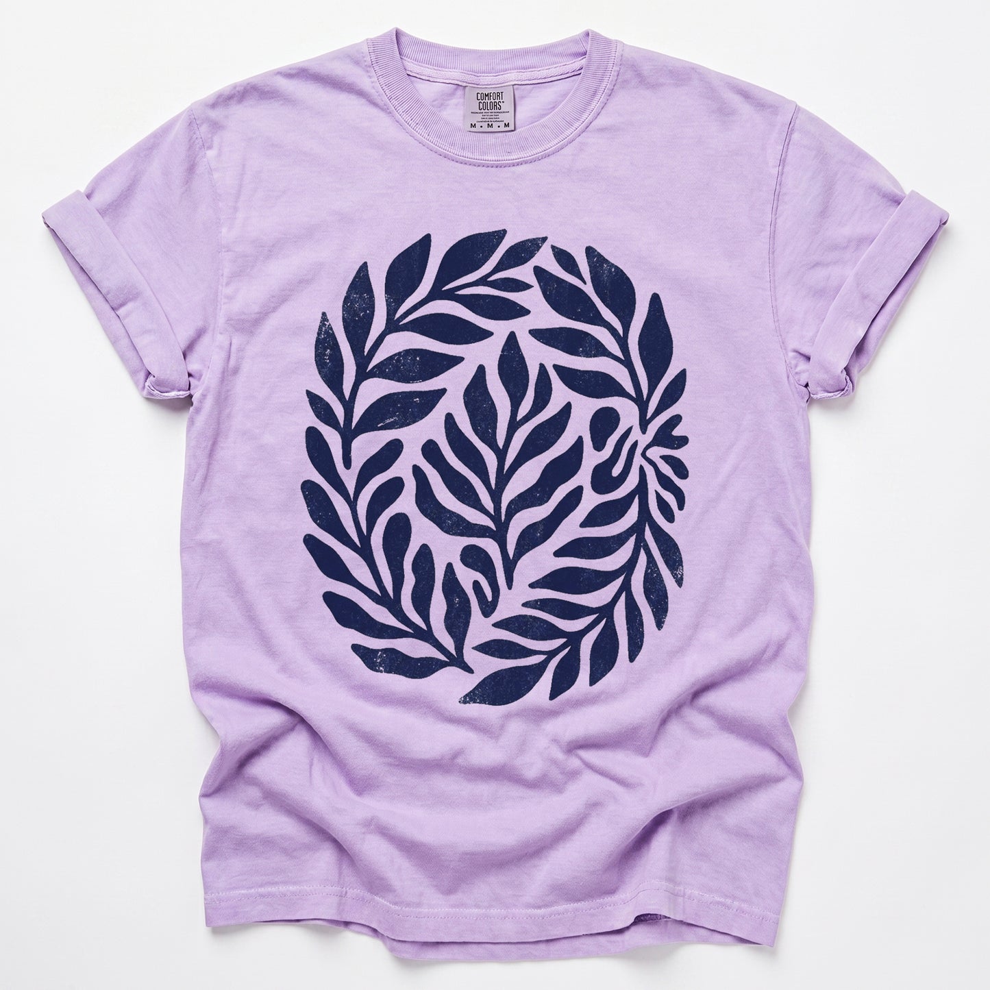 Linocut Leaves Vintage Washed T-Shirt