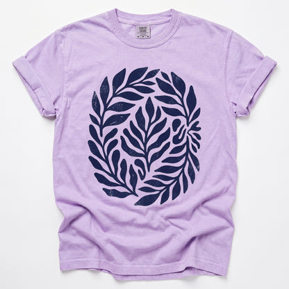 Linocut Leaves Vintage Washed T-Shirt