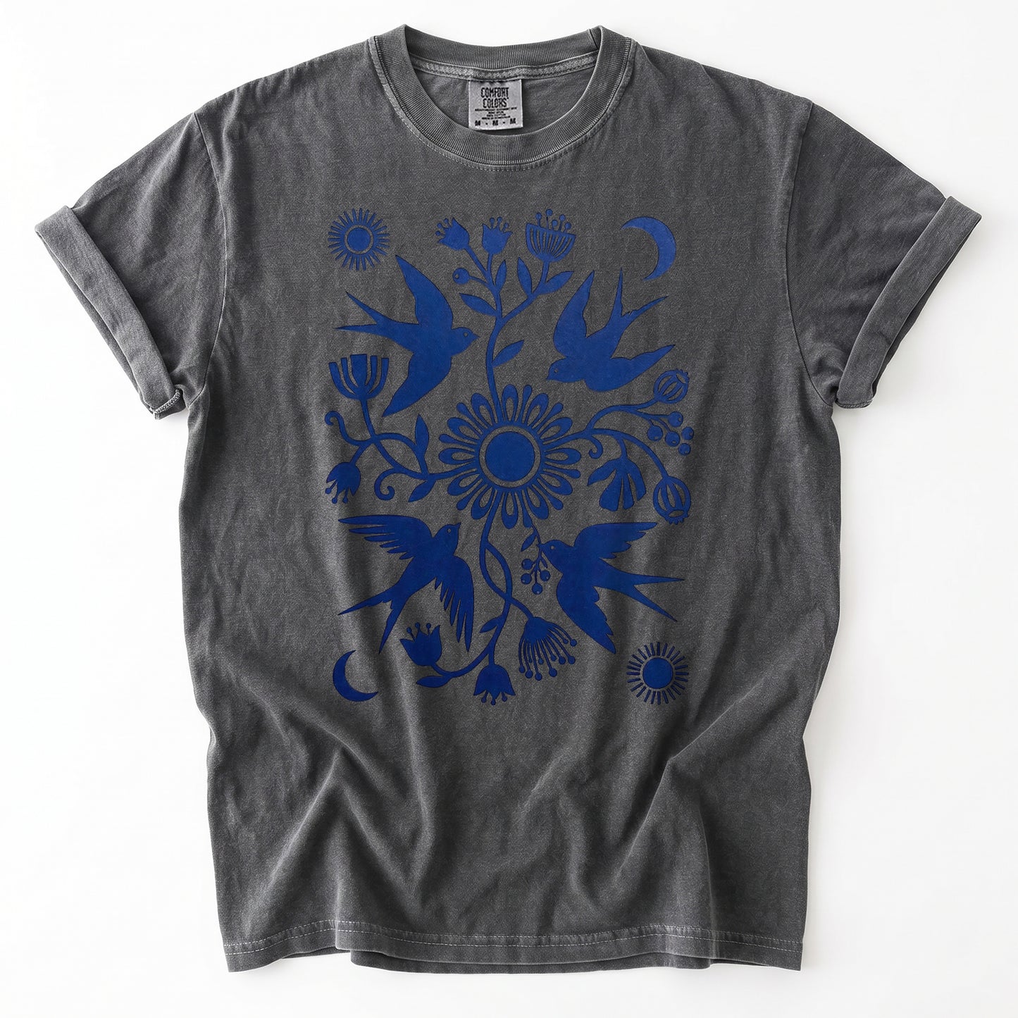 Celestial Linocut Swallows Heavyweight T-Shirt