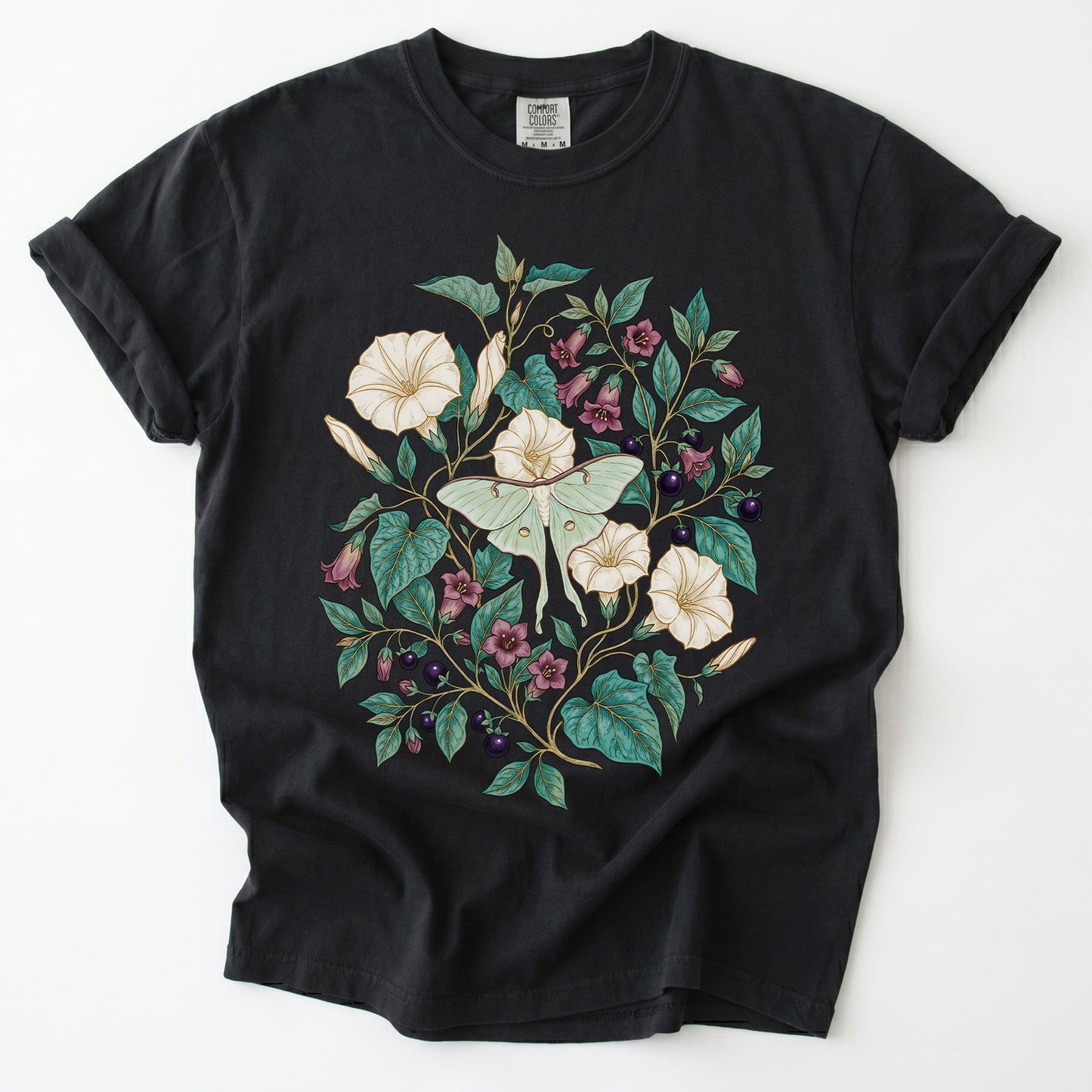 Luna Moth & Moonflower Vintage Washed T-Shirt