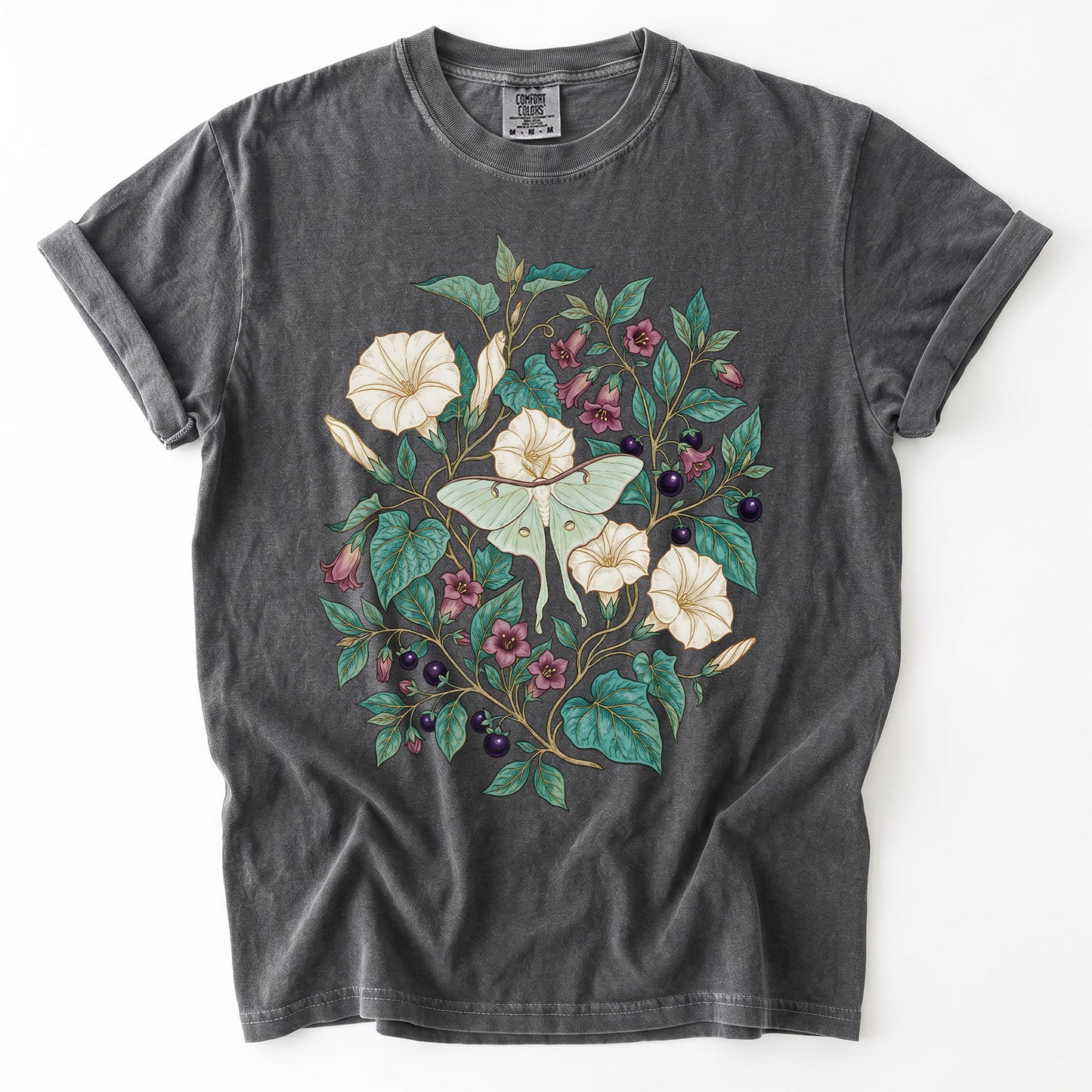 Luna Moth & Moonflower Vintage Washed T-Shirt