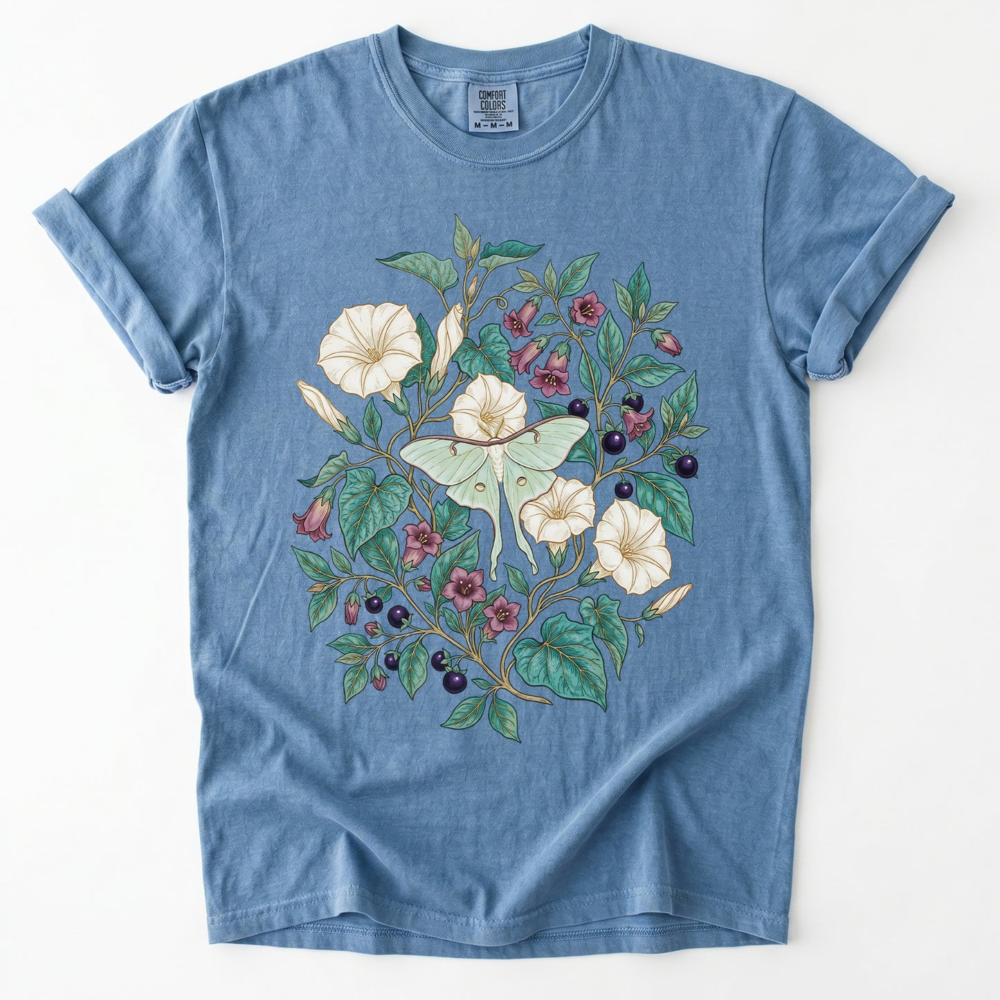 Luna Moth & Moonflower Vintage Washed T-Shirt