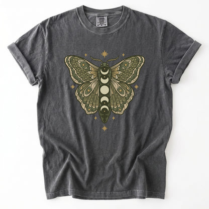Mystical Moon Phase Moth Vintage Washed T-Shirt