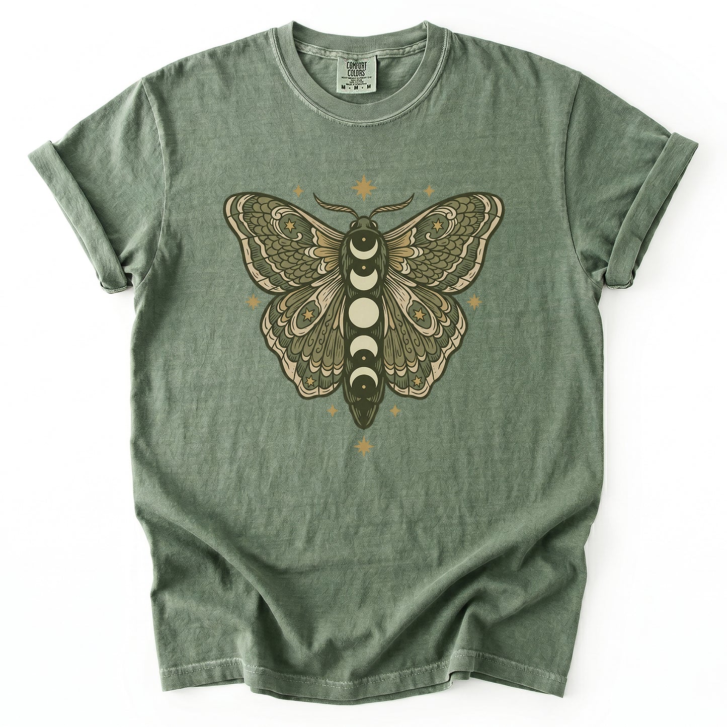 Mystical Moon Phase Moth Vintage Washed T-Shirt