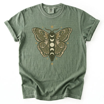 Mystical Moon Phase Moth Vintage Washed T-Shirt