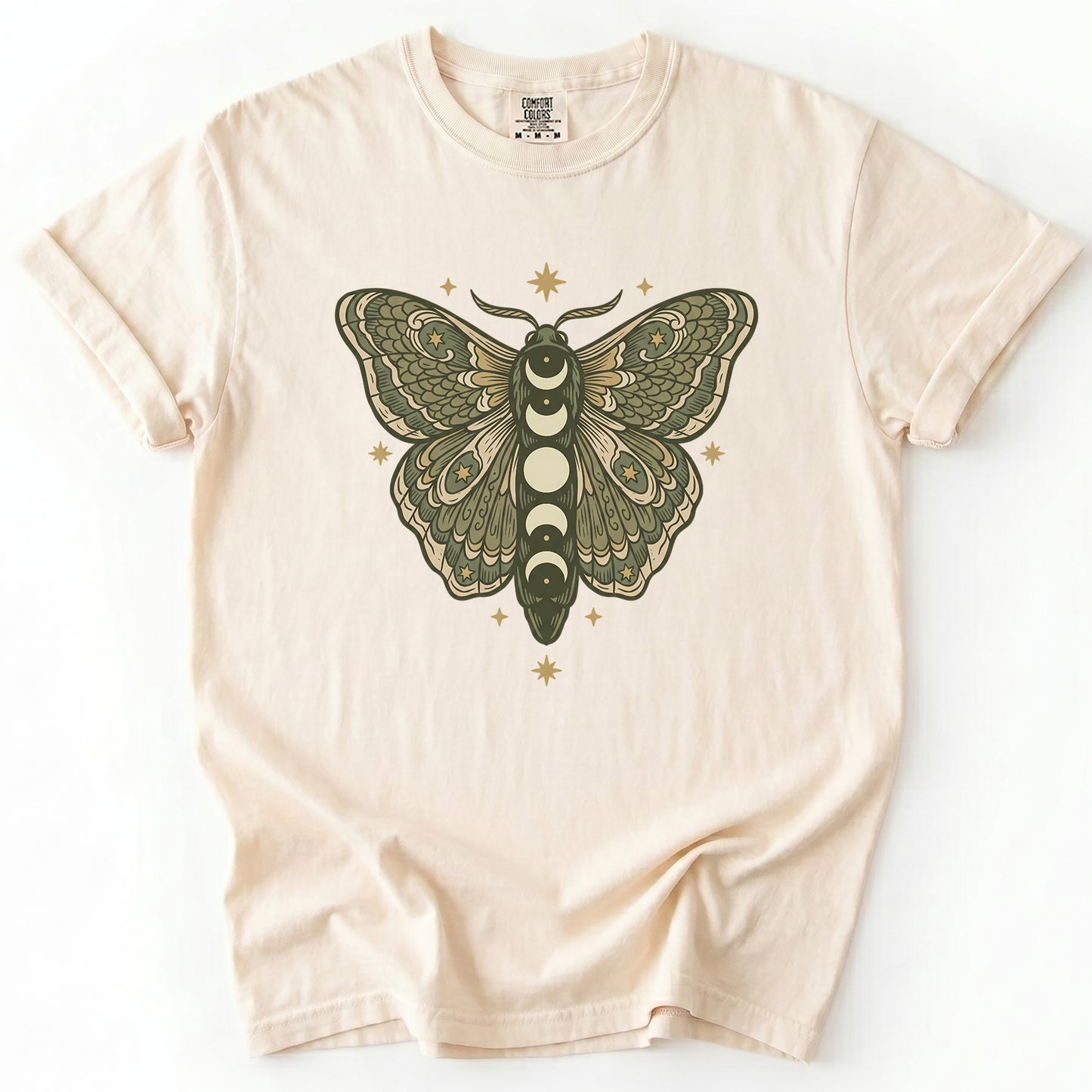 Mystical Moon Phase Moth Vintage Washed T-Shirt