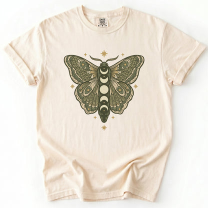 Mystical Moon Phase Moth Vintage Washed T-Shirt
