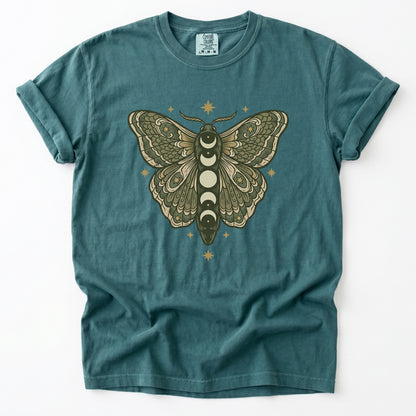 Mystical Moon Phase Moth Vintage Washed T-Shirt