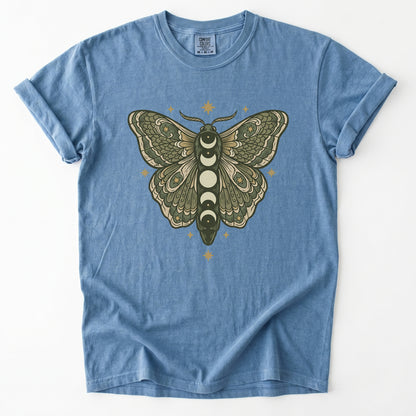Mystical Moon Phase Moth Vintage Washed T-Shirt