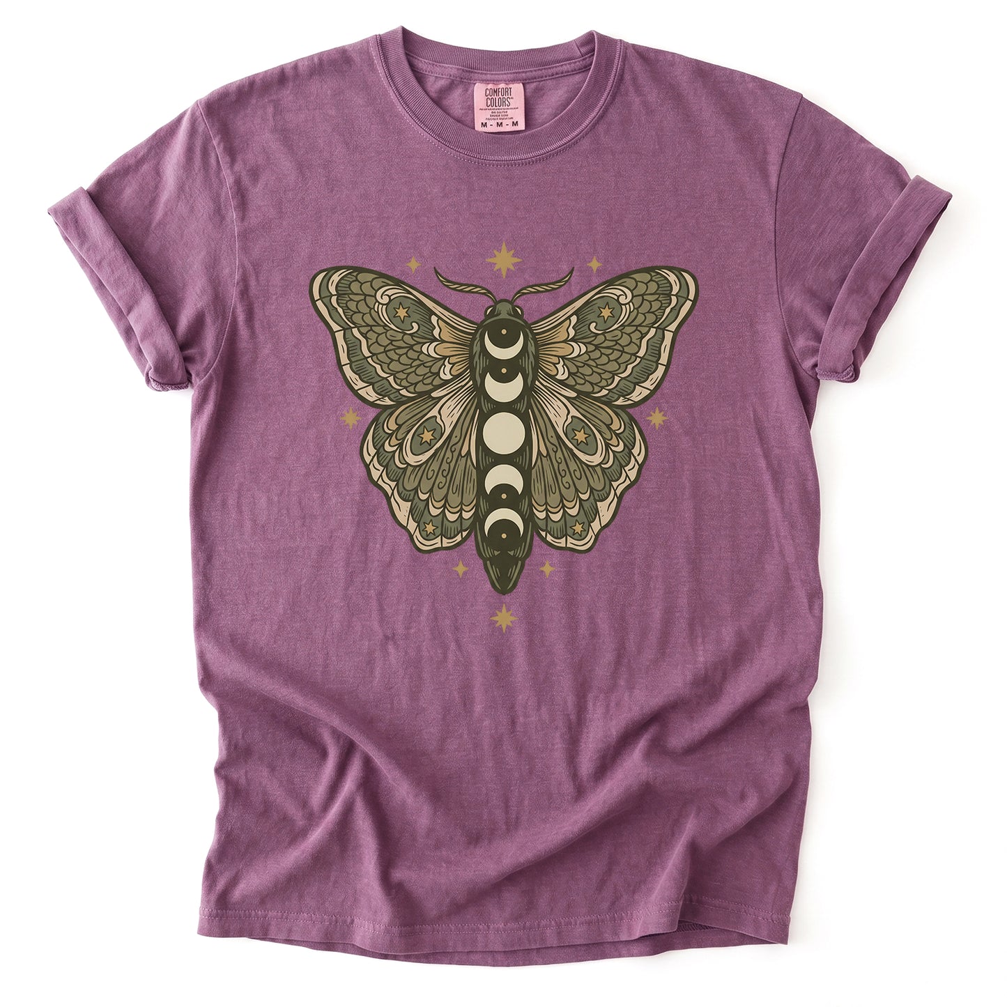 Mystical Moon Phase Moth Vintage Washed T-Shirt