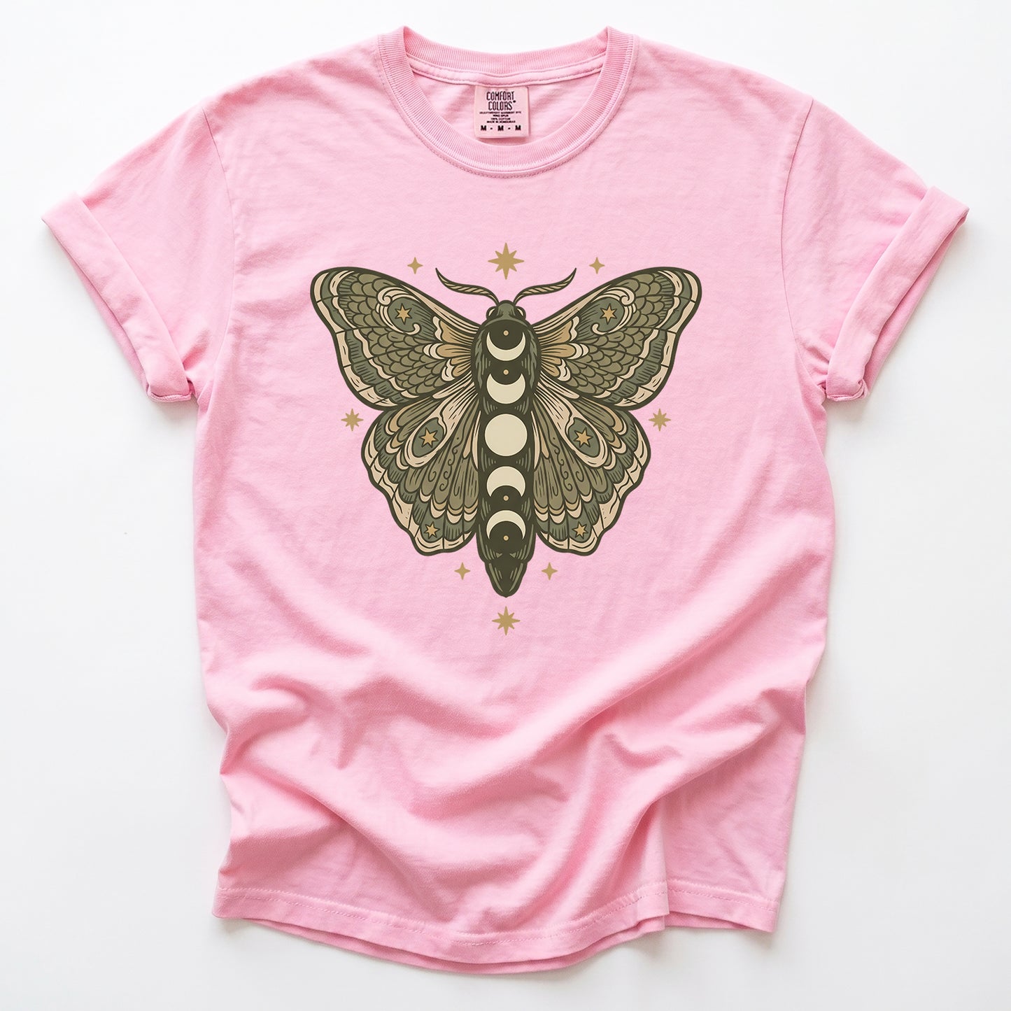 Mystical Moon Phase Moth Vintage Washed T-Shirt