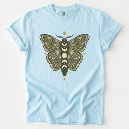 Mystical Moon Phase Moth Vintage Washed T-Shirt