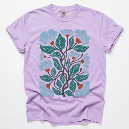 Floral Retro Block Print Vintage Washed T-Shirt