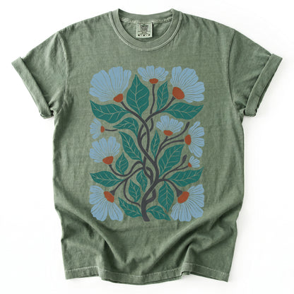 Floral Retro Block Print Vintage Washed T-Shirt