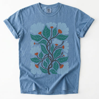 Floral Retro Block Print Vintage Washed T-Shirt