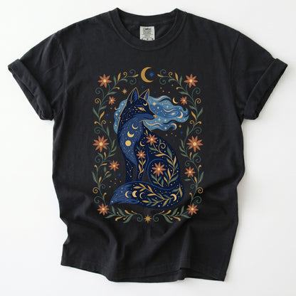 Mystic Celestial Fox Vintage Washed T-Shirt