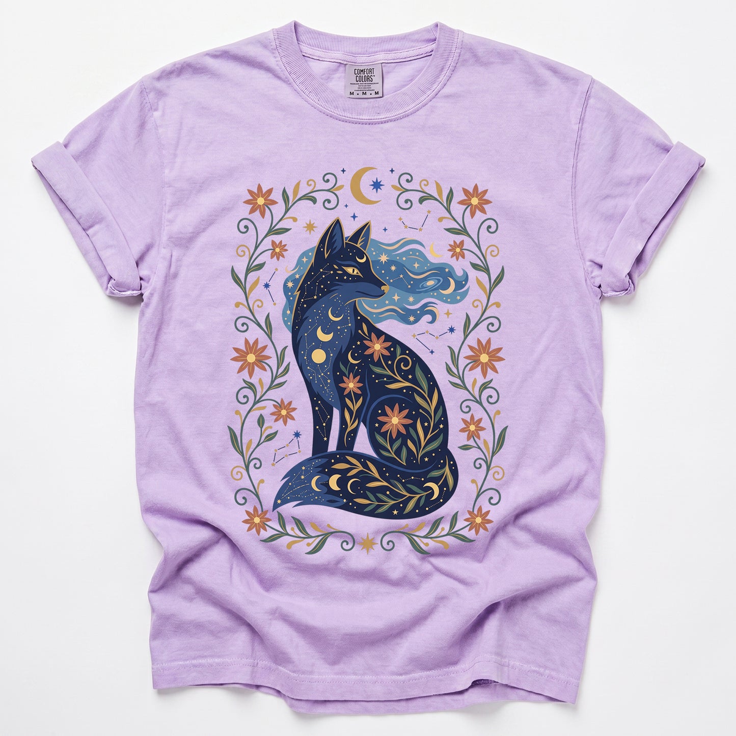 Mystic Celestial Fox Vintage Washed T-Shirt