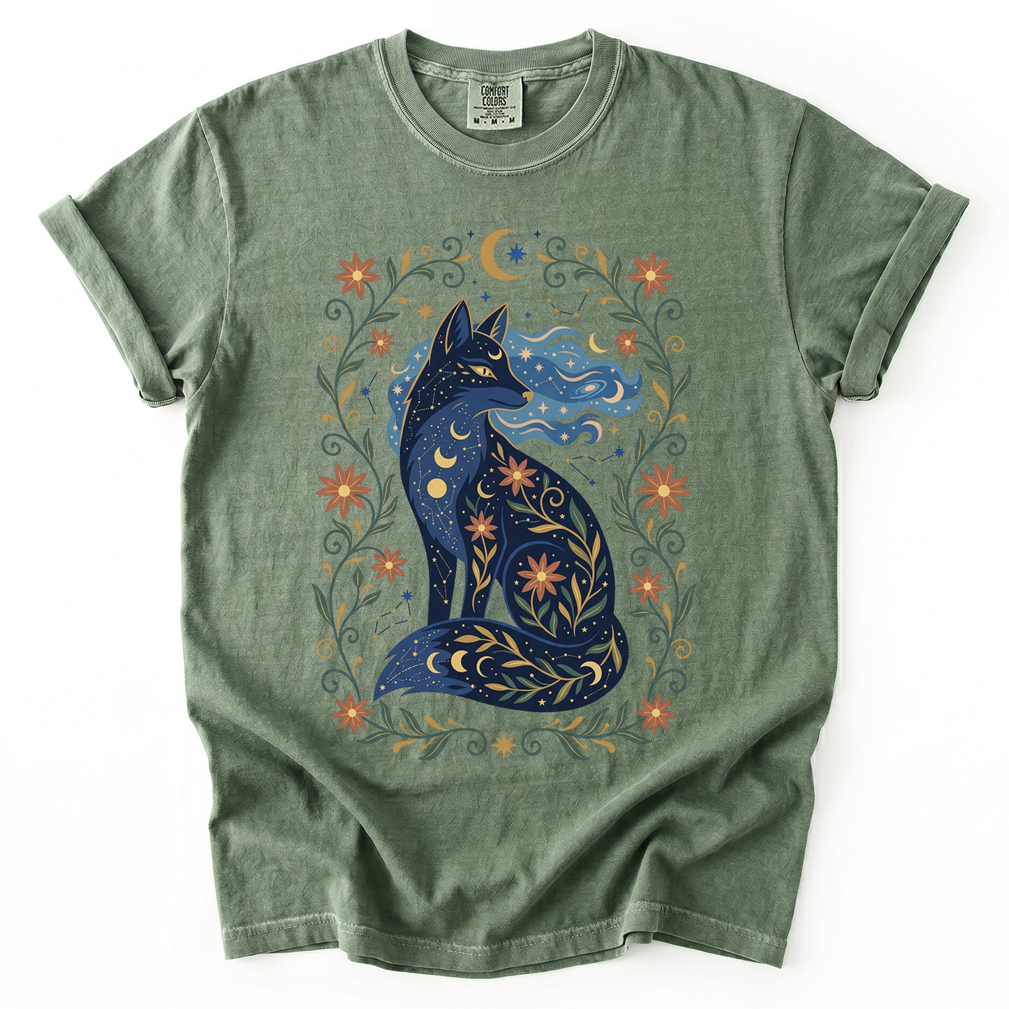 Mystic Celestial Fox Vintage Washed T-Shirt