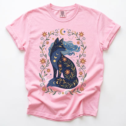 Mystic Celestial Fox Vintage Washed T-Shirt