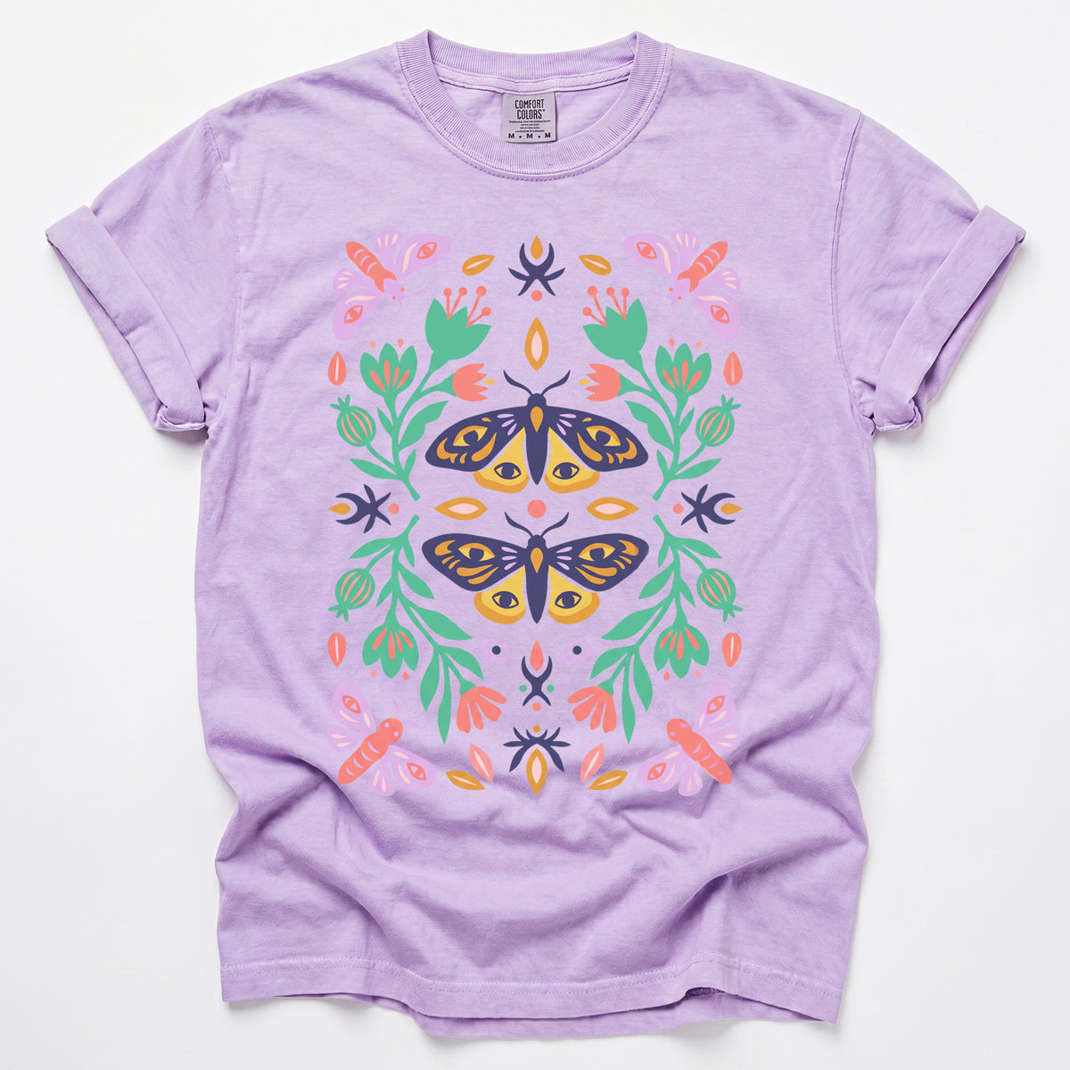 Mystic Eye Moth Garden Vintage Washed T-Shirt