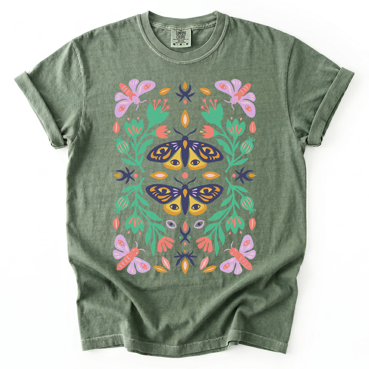 Mystic Eye Moth Garden Vintage Washed T-Shirt