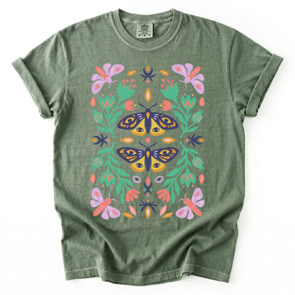 Mystic Eye Moth Garden Vintage Washed T-Shirt