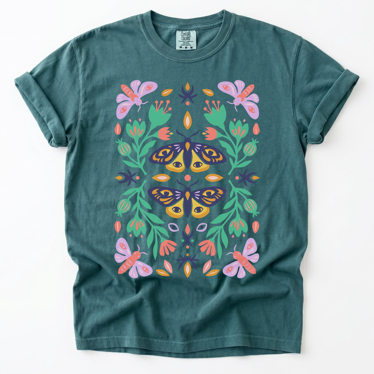 Mystic Eye Moth Garden Vintage Washed T-Shirt