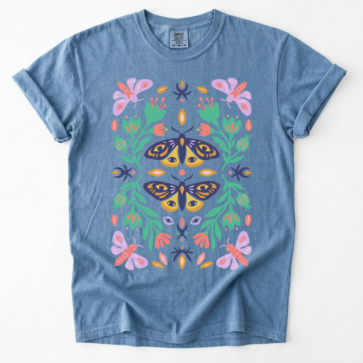 Mystic Eye Moth Garden Vintage Washed T-Shirt