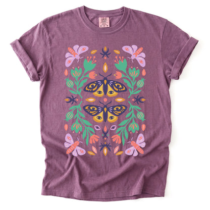 Mystic Eye Moth Garden Vintage Washed T-Shirt