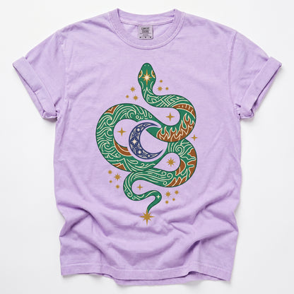 Mystical Celestial Serpent Vintage Washed T-Shirt