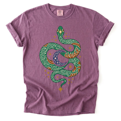 Mystical Celestial Serpent Vintage Washed T-Shirt