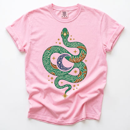 Mystical Celestial Serpent Vintage Washed T-Shirt