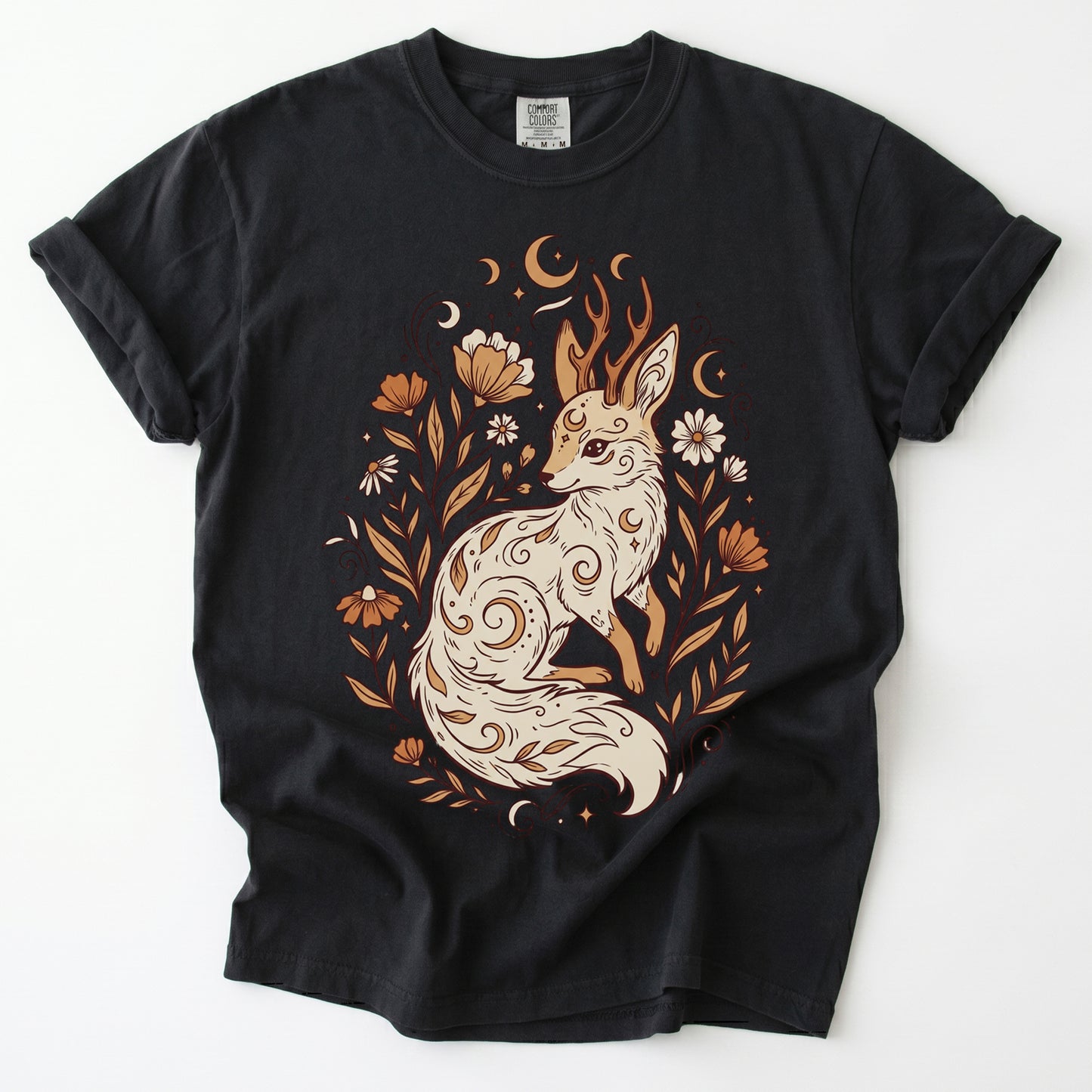 Mystical Horned Fox Vintage Washed T-Shirt