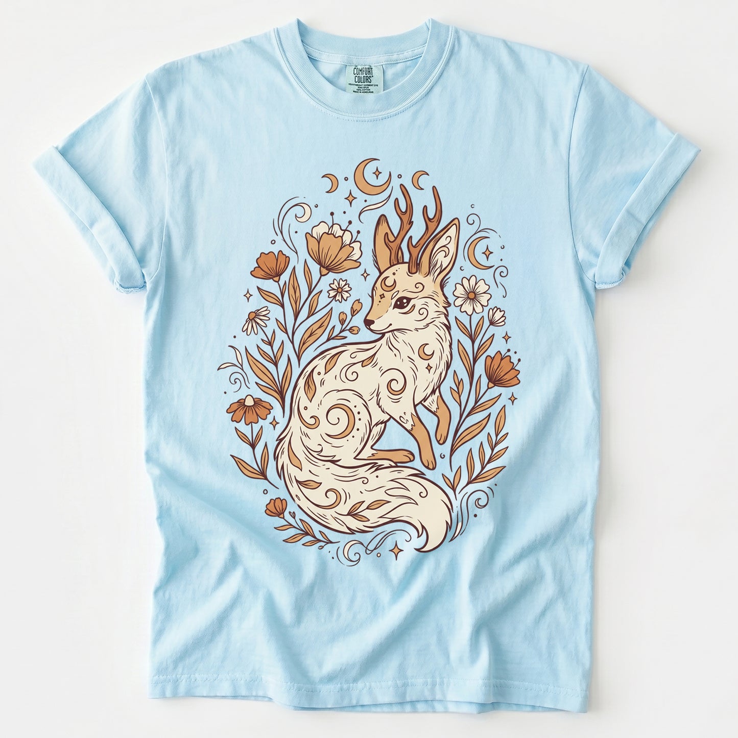 Mystical Horned Fox Vintage Washed T-Shirt