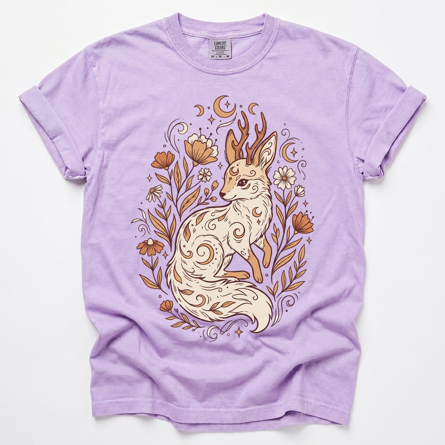 Mystical Horned Fox Vintage Washed T-Shirt