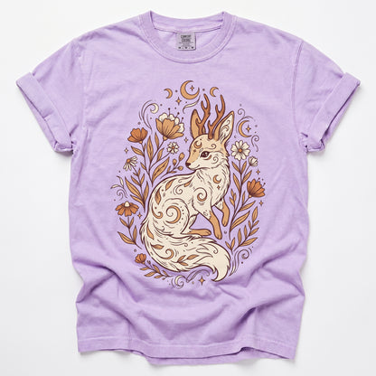 Mystical Horned Fox Vintage Washed T-Shirt