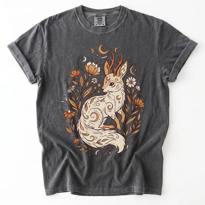 Mystical Horned Fox Vintage Washed T-Shirt