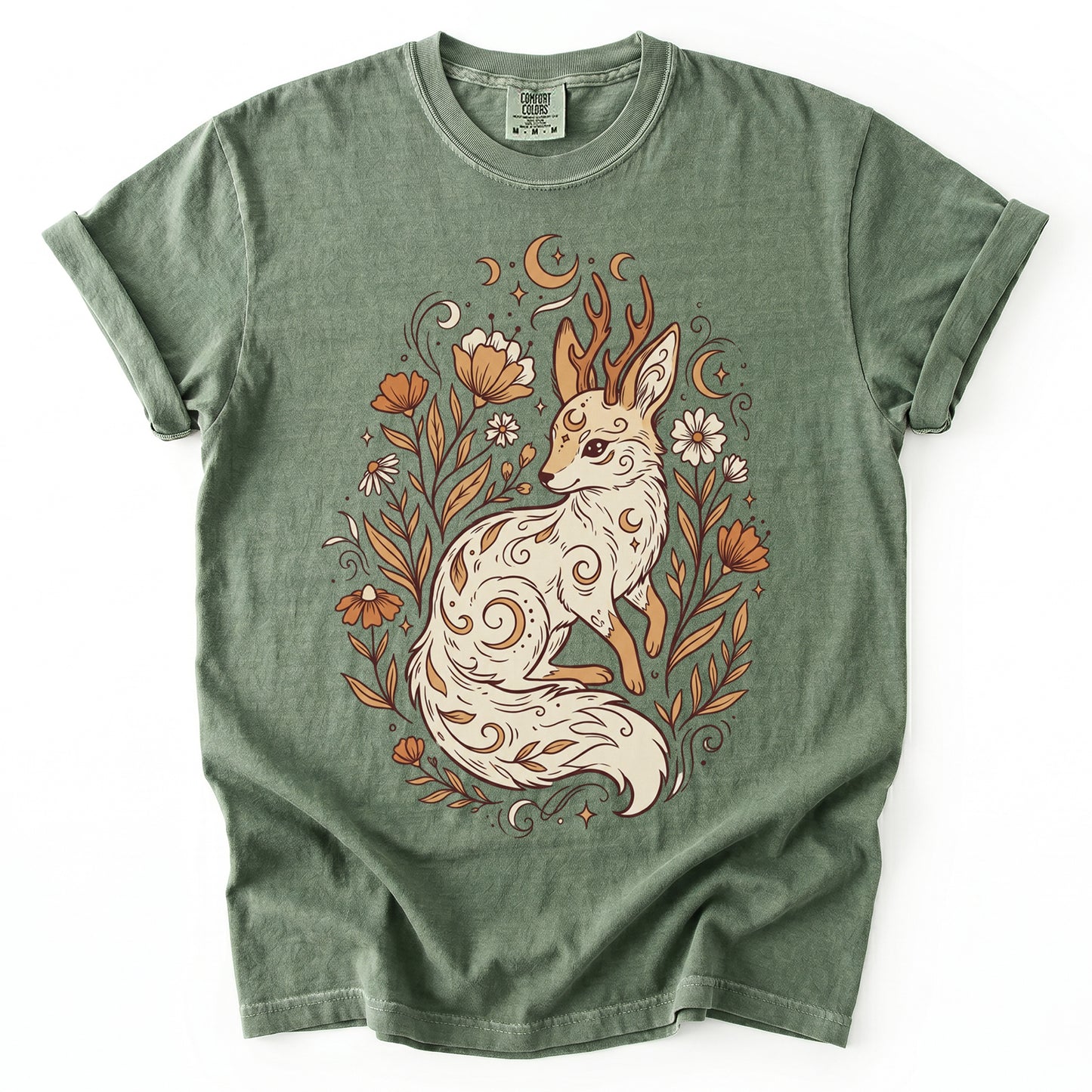 Mystical Horned Fox Vintage Washed T-Shirt
