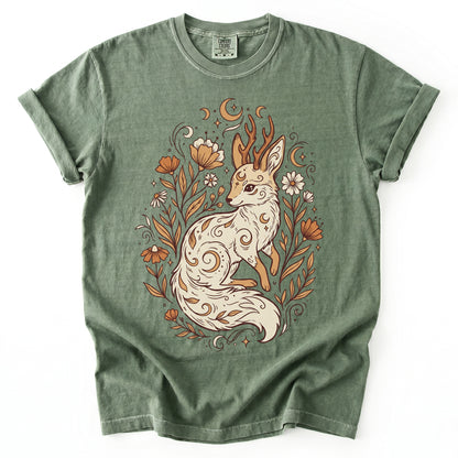 Mystical Horned Fox Vintage Washed T-Shirt