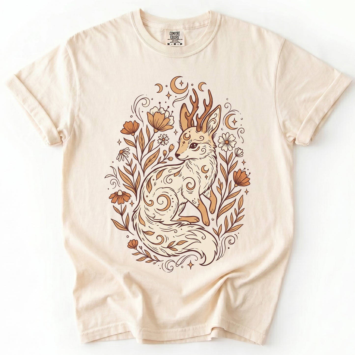 Mystical Horned Fox Vintage Washed T-Shirt