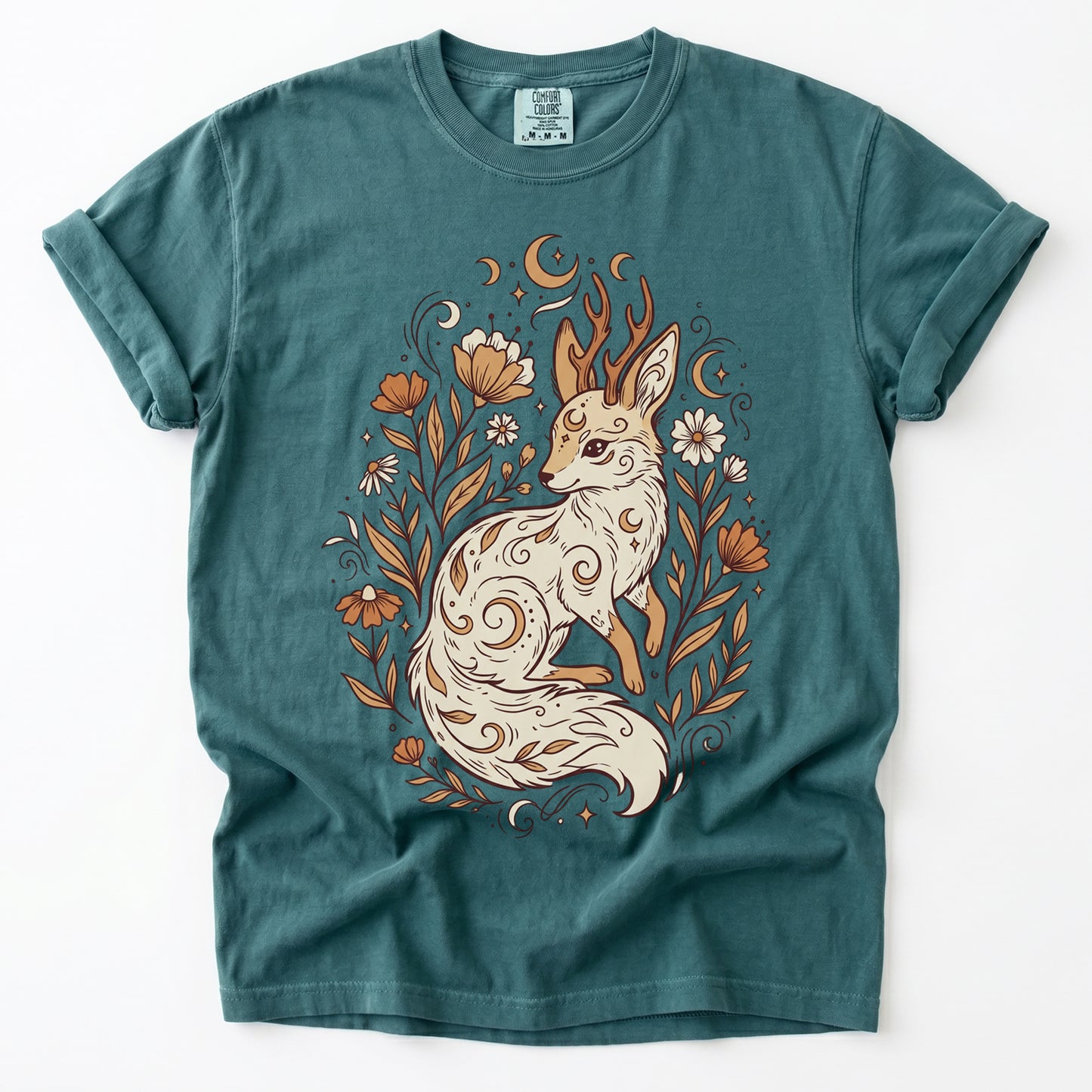 Mystical Horned Fox Vintage Washed T-Shirt