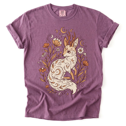 Mystical Horned Fox Vintage Washed T-Shirt