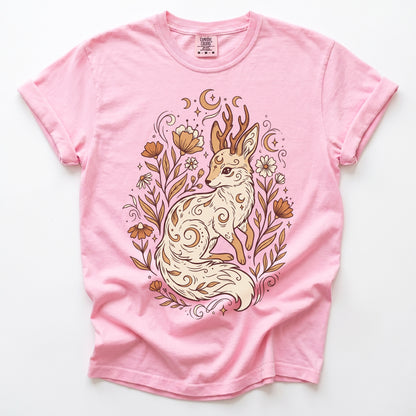 Mystical Horned Fox Vintage Washed T-Shirt