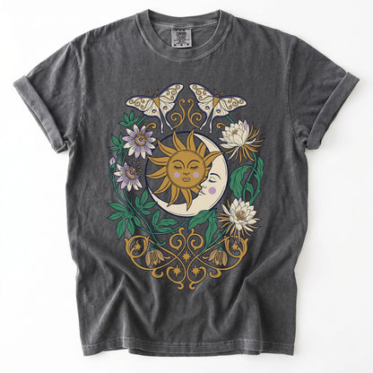 Mystical Crescent Moon & Moth Vintage Washed T-Shirt